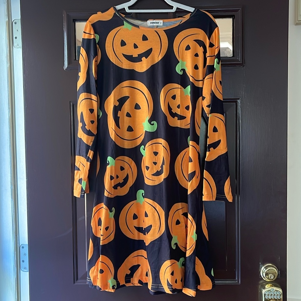 Halloween Pumpkin Long Sleeve Dress XL Teacher